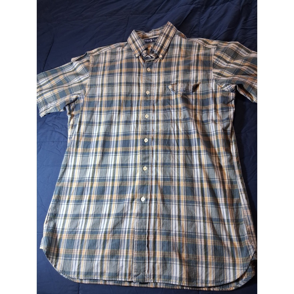 Polo‎ Ralph Lauren Brown Green Safari Plaid Short Sleeve Work Shirt Medium
